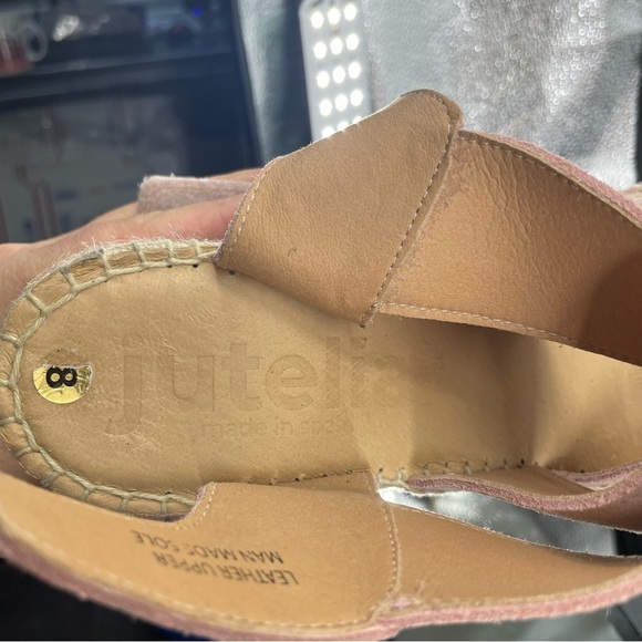 Jutelia Pink suede Leather Espadrilles Wedge 3” sandals sz 8 - Picture 4 of 6